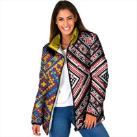 Tuvaluan and New Zealand Culture Padded Jacket The Art of Kolose and Taniko - Polynesian Pride
