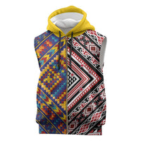 Tuvaluan and New Zealand Culture Sleeveless Zip Hoodie The Art of Kolose and Taniko - Polynesian Pride