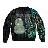 Custom New Zealand Sleeve Zip Bomber Jacket Silver Fern and Hei Tiki with Papua Shell Maori Tribal LT03 - Polynesian Pride