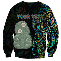 Custom New Zealand Sweatshirt Silver Fern and Hei Tiki with Papua Shell Maori Tribal LT03 - Polynesian Pride