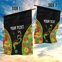 Personalised Vanuatu Running Garden Flag Footprint and Hibiscus Polynesian Style