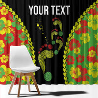 Personalised Vanuatu Running Window Curtain Footprint and Hibiscus Polynesian Style