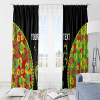 Personalised Vanuatu Running Window Curtain Footprint and Hibiscus Polynesian Style