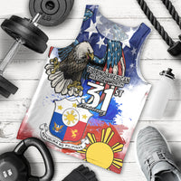Filipino American History Month Men Tank Top Filipino Coat Of Arms and American Eagle Splash Style LT03 Blue - Polynesian Pride