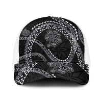 Hawaiian Kakau Art and Hisbiscus Tattoo Baseball Net Cap Tribal Pattern-Silver Style - Polynesian Pride