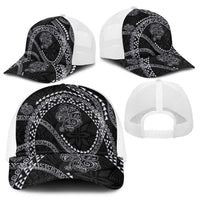 Hawaiian Kakau Art and Hisbiscus Tattoo Baseball Net Cap Tribal Pattern-Silver Style - Polynesian Pride