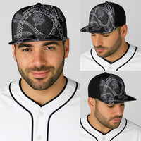 Hawaiian Kakau Art and Hisbiscus Tattoo Baseball Net Cap Tribal Pattern-Silver Style - Polynesian Pride