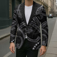 Hawaiian Kakau Art and Hisbiscus Tattoo Blazer Tribal Pattern-Silver Style LT03 - Polynesian Pride