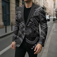 Hawaiian Kakau Art and Hisbiscus Tattoo Blazer Tribal Pattern-Silver Style LT03 - Polynesian Pride