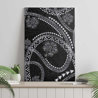 Hawaiian Kakau Art and Hisbiscus Tattoo Canvas Wall Art Tribal Pattern-Silver Style - Polynesian Pride