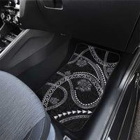 Hawaiian Kakau Art and Hisbiscus Tattoo Car Mats Tribal Pattern-Silver Style - Polynesian Pride
