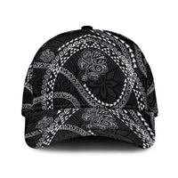 Hawaiian Kakau Art and Hisbiscus Tattoo Classic Cap Tribal Pattern-Silver Style - Polynesian Pride