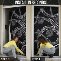 Hawaiian Kakau Art and Hisbiscus Tattoo Door Cover Tribal Pattern-Silver Style - Polynesian Pride