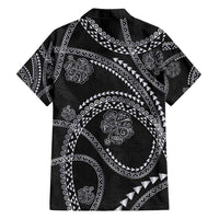 Hawaiian Kakau Art and Hisbiscus Tattoo Family Matching Short Sleeve Bodycon Dress and Hawaiian Shirt Tribal Pattern-Silver Style - Polynesian Pride