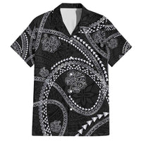 Hawaiian Kakau Art and Hisbiscus Tattoo Family Matching Summer Maxi Dress and Hawaiian Shirt Tribal Pattern-Silver Style - Polynesian Pride