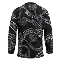 Hawaiian Kakau Art and Hisbiscus Tattoo Hockey Jersey Tribal Pattern-Silver Style LT03 - Polynesian Pride