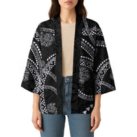 Hawaiian Kakau Art and Hisbiscus Tattoo Kimono Tribal Pattern-Silver Style - Polynesian Pride