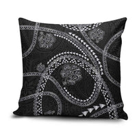 Hawaiian Kakau Art and Hisbiscus Tattoo Pillow Cover Tribal Pattern-Silver Style - Polynesian Pride