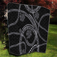 Hawaiian Kakau Art and Hisbiscus Tattoo Quilt Tribal Pattern-Silver Style - Polynesian Pride