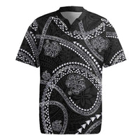 Hawaiian Kakau Art and Hisbiscus Tattoo Rugby Jersey Tribal Pattern-Silver Style - Polynesian Pride