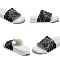Hawaiian Kakau Art and Hisbiscus Tattoo Slide Sandals Tribal Pattern-Silver Style - Polynesian Pride