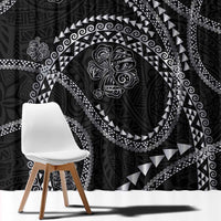 Hawaiian Kakau Art and Hisbiscus Tattoo Window Curtain Tribal Pattern-Silver Style - Polynesian Pride