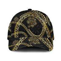 Hawaiian Kakau Art and Hisbiscus Tattoo Classic Cap Tribal Pattern-Gold Style - Polynesian Pride