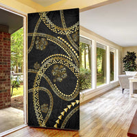 Hawaiian Kakau Art and Hisbiscus Tattoo Door Cover Tribal Pattern-Gold Style - Polynesian Pride