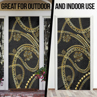 Hawaiian Kakau Art and Hisbiscus Tattoo Door Cover Tribal Pattern-Gold Style - Polynesian Pride