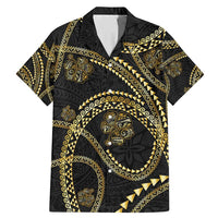 Hawaiian Kakau Art and Hisbiscus Tattoo Family Matching Mermaid Dress and Hawaiian Shirt Tribal Pattern-Gold Style - Polynesian Pride