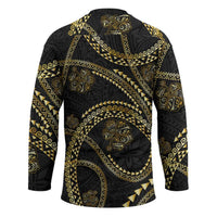 Hawaiian Kakau Art and Hisbiscus Tattoo Hockey Jersey Tribal Pattern-Gold Style - Polynesian Pride