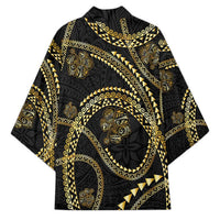 Hawaiian Kakau Art and Hisbiscus Tattoo Kimono Tribal Pattern-Gold Style - Polynesian Pride
