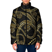 Hawaiian Kakau Art and Hisbiscus Tattoo Padded Jacket Tribal Pattern-Gold Style - Polynesian Pride