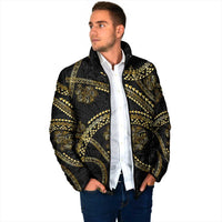 Hawaiian Kakau Art and Hisbiscus Tattoo Padded Jacket Tribal Pattern-Gold Style - Polynesian Pride
