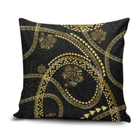 Hawaiian Kakau Art and Hisbiscus Tattoo Pillow Cover Tribal Pattern-Gold Style - Polynesian Pride
