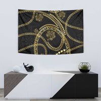 Hawaiian Kakau Art and Hisbiscus Tattoo Tapestry Tribal Pattern-Gold Style - Polynesian Pride