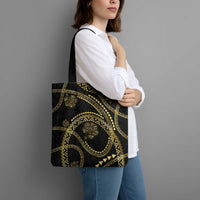 Hawaiian Kakau Art and Hisbiscus Tattoo Tote Bag Tribal Pattern-Gold Style - Polynesian Pride