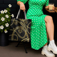 Hawaiian Kakau Art and Hisbiscus Tattoo Tote Bag Tribal Pattern-Gold Style - Polynesian Pride