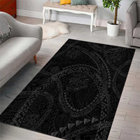 Hawaiian Kakau Art and Hisbiscus Tattoo Area Rug Tribal Pattern-Black Gradient Style - Polynesian Pride