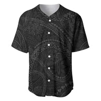 Hawaiian Kakau Art and Hisbiscus Tattoo Baseball Jersey Tribal Pattern-Black Gradient Style - Polynesian Pride