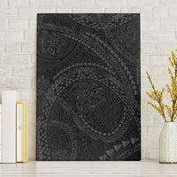 Hawaiian Kakau Art and Hisbiscus Tattoo Canvas Wall Art Tribal Pattern-Black Gradient Style - Polynesian Pride