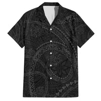 Hawaiian Kakau Art and Hisbiscus Tattoo Hawaiian Shirt Tribal Pattern-Black Gradient Style - Polynesian Pride