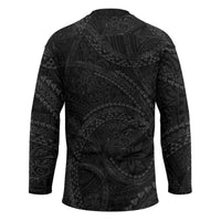 Hawaiian Kakau Art and Hisbiscus Tattoo Hockey Jersey Tribal Pattern-Black Gradient Style - Polynesian Pride