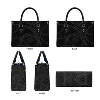 Hawaiian Kakau Art and Hisbiscus Tattoo Leather Bag Tribal Pattern-Black Gradient Style - Polynesian Pride