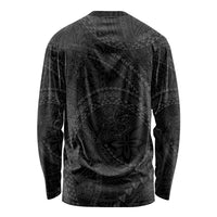 Hawaiian Kakau Art and Hisbiscus Tattoo Long Sleeve Shirt Tribal Pattern-Black Gradient Style - Polynesian Pride
