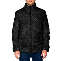 Hawaiian Kakau Art and Hisbiscus Tattoo Padded Jacket Tribal Pattern-Black Gradient Style LT03 Men Black - Polynesian Pride