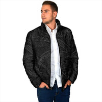 Hawaiian Kakau Art and Hisbiscus Tattoo Padded Jacket Tribal Pattern-Black Gradient Style LT03 - Polynesian Pride