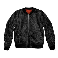 Hawaiian Kakau Art and Hisbiscus Tattoo Sleeve Zip Bomber Jacket Tribal Pattern-Black Gradient Style - Polynesian Pride