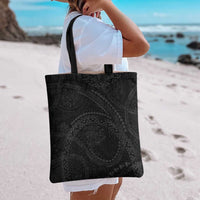 Hawaiian Kakau Art and Hisbiscus Tattoo Tote Bag Tribal Pattern-Black Gradient Style - Polynesian Pride