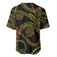 Hawaiian Kakau Art and Hisbiscus Tattoo Baseball Jersey Tribal Pattern-Reggae Style - Polynesian Pride
